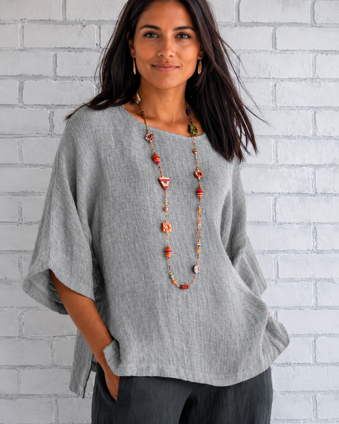 Natalina - Stilvolle Bluse mit Rundhalsausschnitt