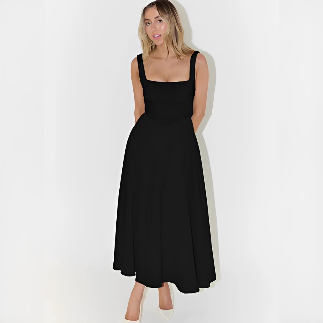 Fioren - Schickes Midikleid mit Eckigem Ausschnitt