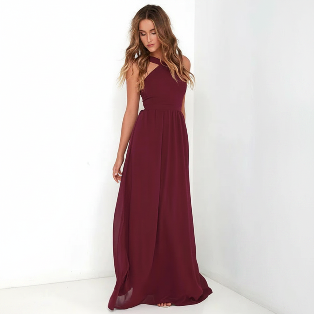 Suzanne - Elegantes Maxikleid mit überkreuztem Ausschnitt