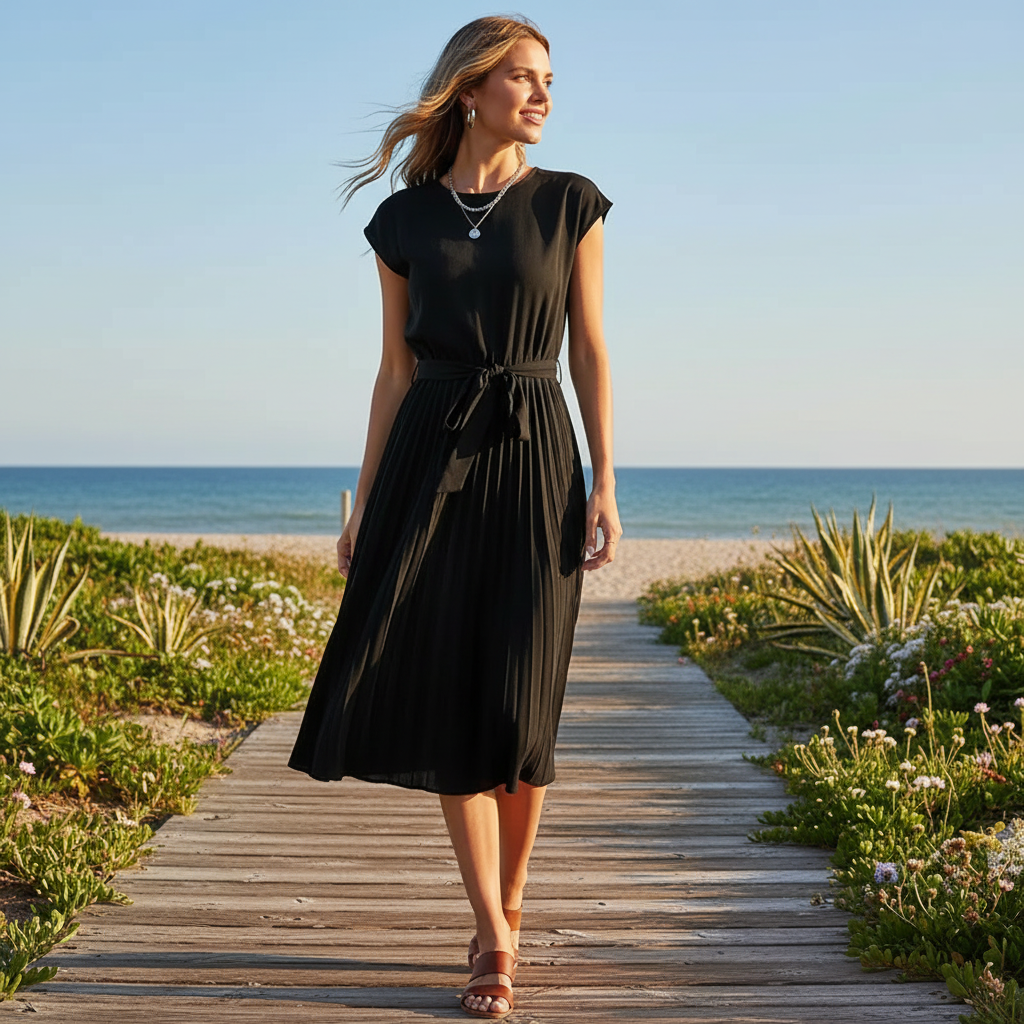 Jelica - Elegantes Falten-Midi-Kleid