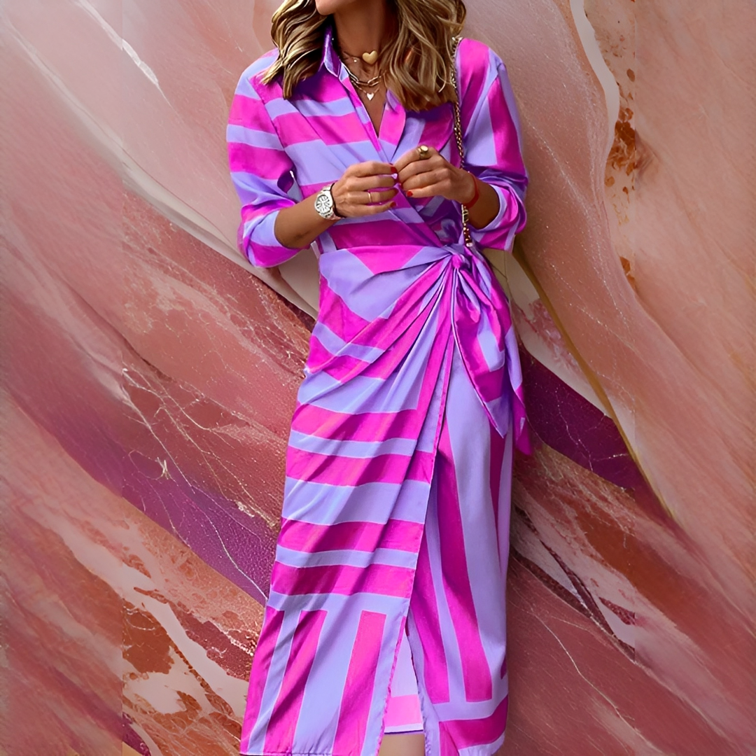 Emily - Elegantes und Stilvolles Gestreiftes Kleid