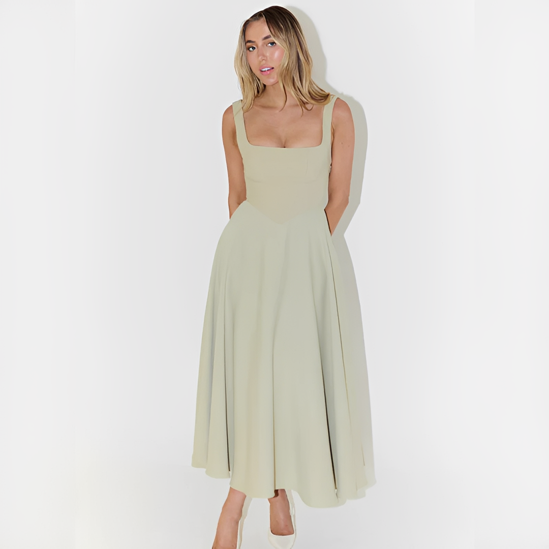 Fioren - Schickes Midikleid mit Eckigem Ausschnitt