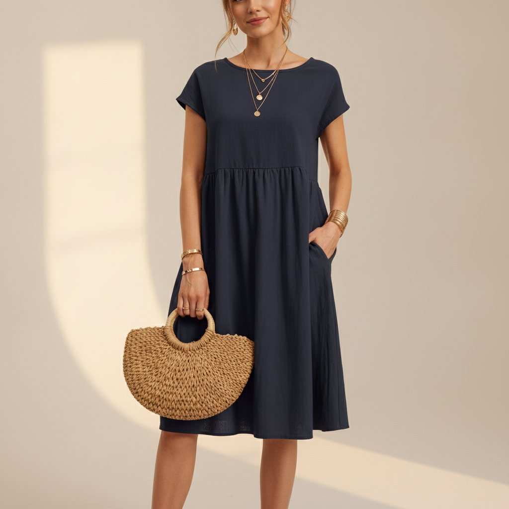 Nubia - Elegantes Midikleid mit Rundhals