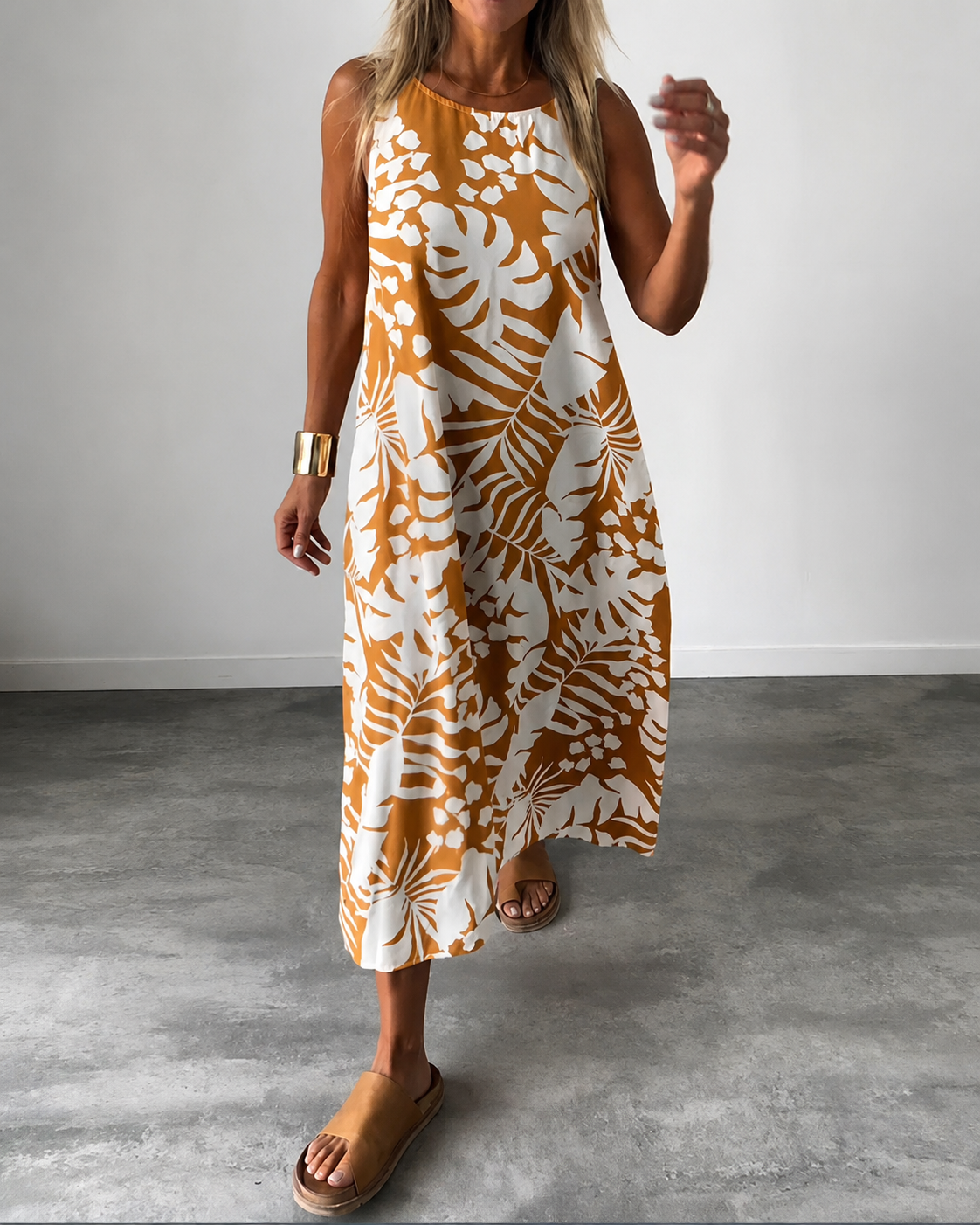 Arianna - Leichtes ärmelloses Kleid mit Muster