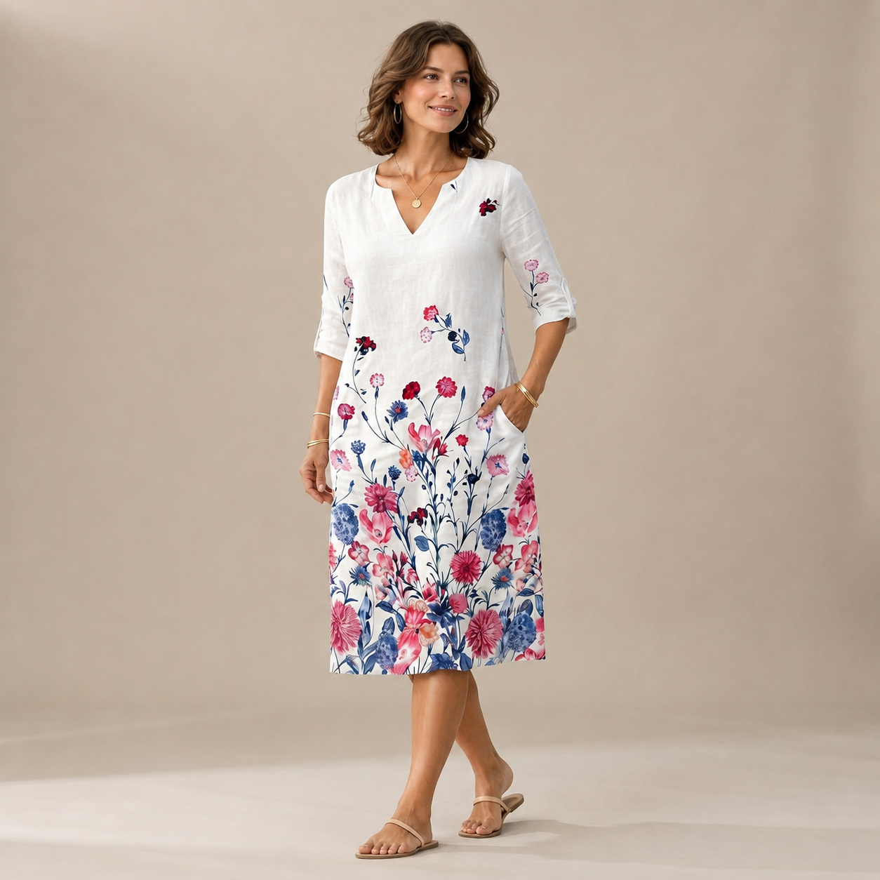 Ninna - Stilvolles und schmeichelhaftes Kleid mit V-Ausschnitt
