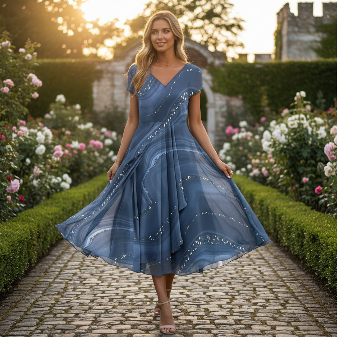 Eliana - Elegantes V-Ausschnitt Kleid