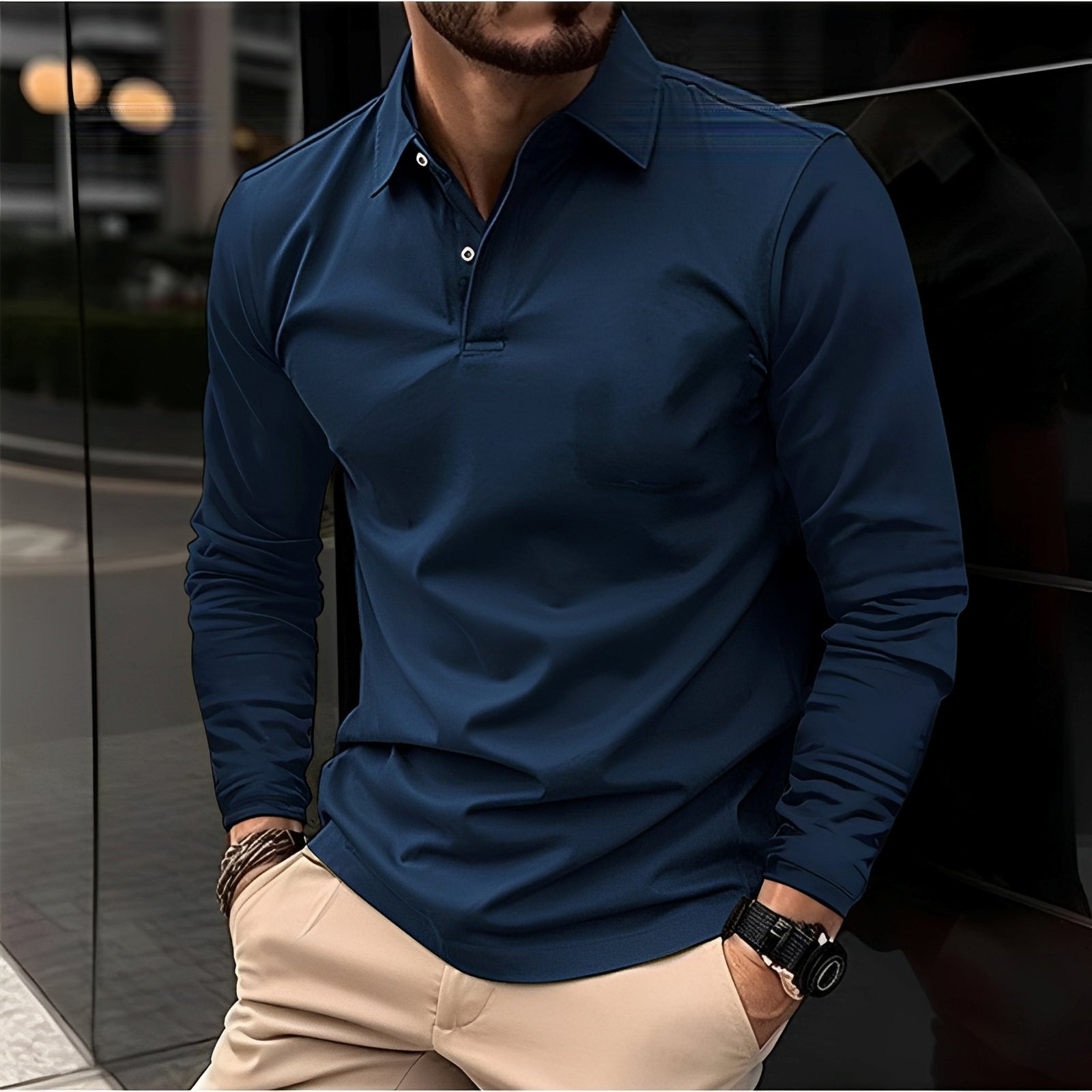 Conner – Herren-Poloshirt mit langen Ärmeln – Bequem & leger