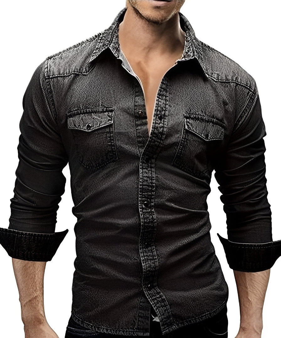Arjun - Herren-Jeanshemd - Komfortables Langarmhemd