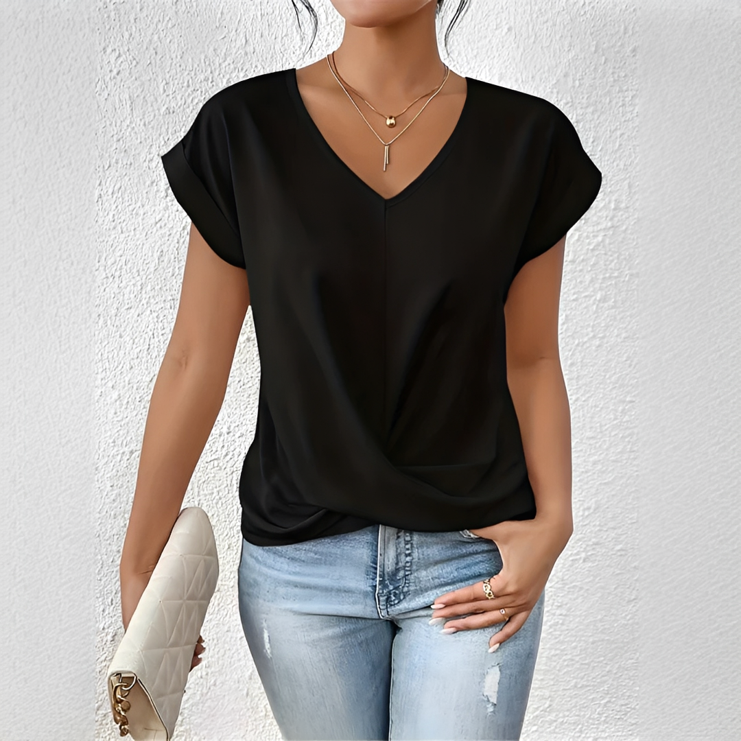 Velanie - Lockeres Shirt mit V-Ausschnitt