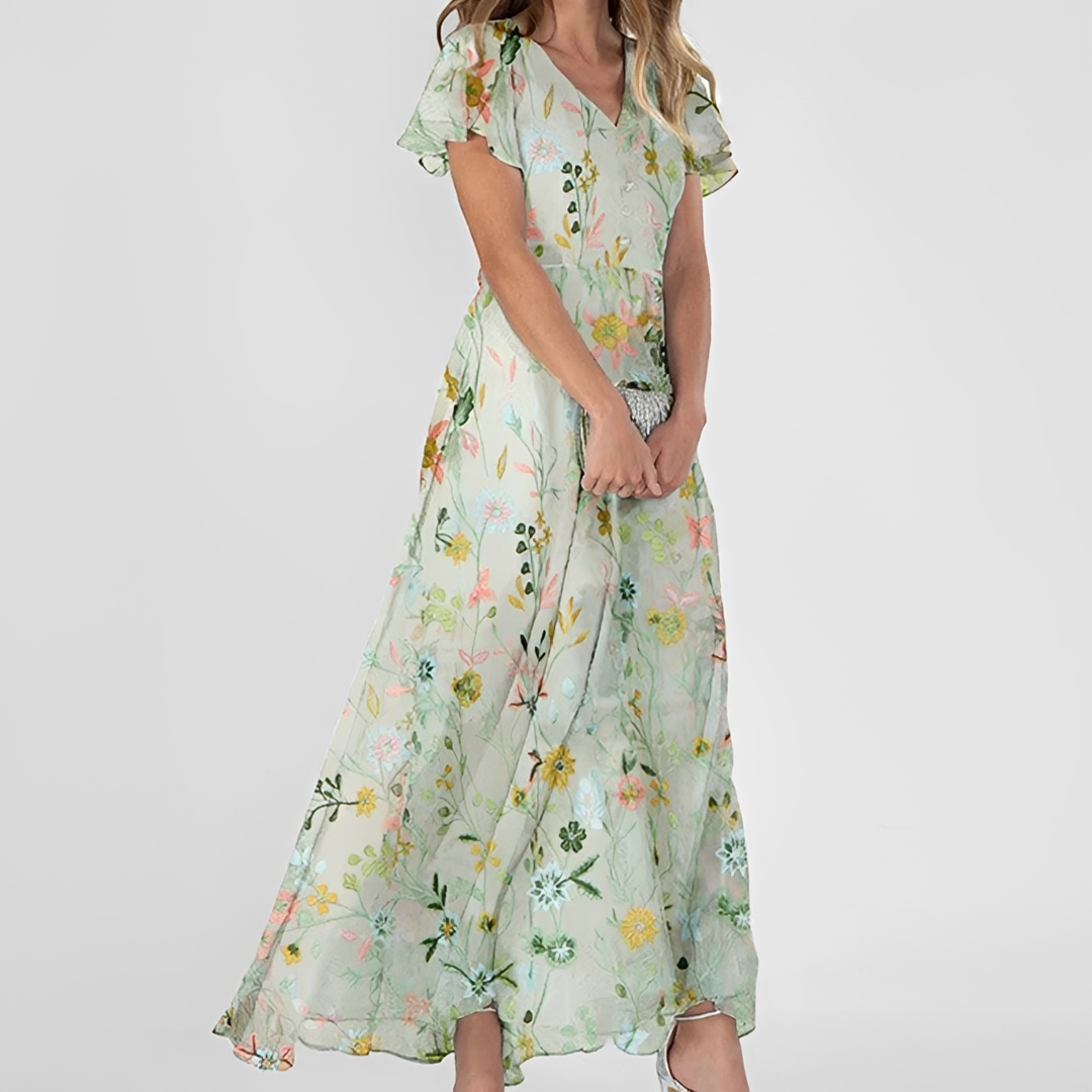 Lily - Stilvolles blumiges Maxikleid
