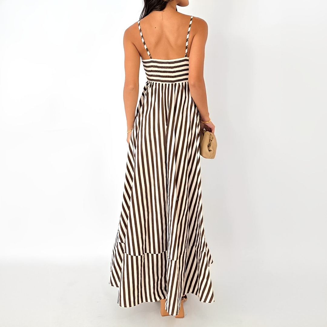 Lerra - Gestreiftes langes plissiertes Kleid