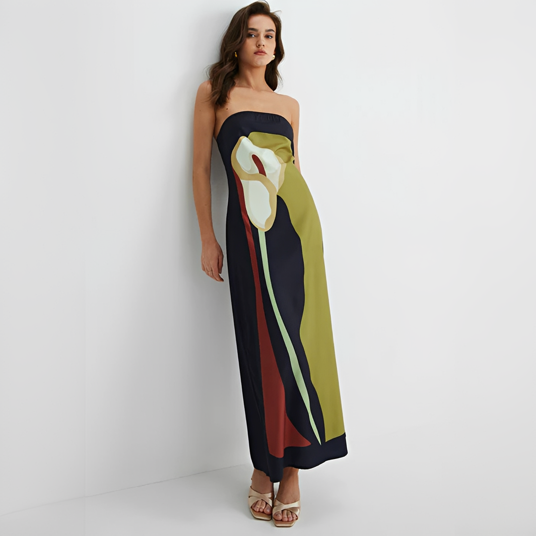 Delaney - Stilvolles Kleid mit Blumenprint und Tube-Top