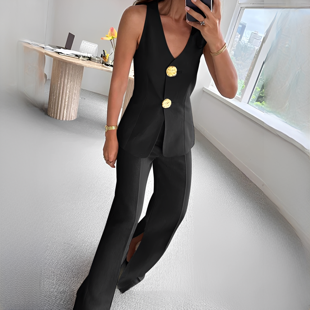 Verna - Bequemes ärmelloses Top und Hosen-Set