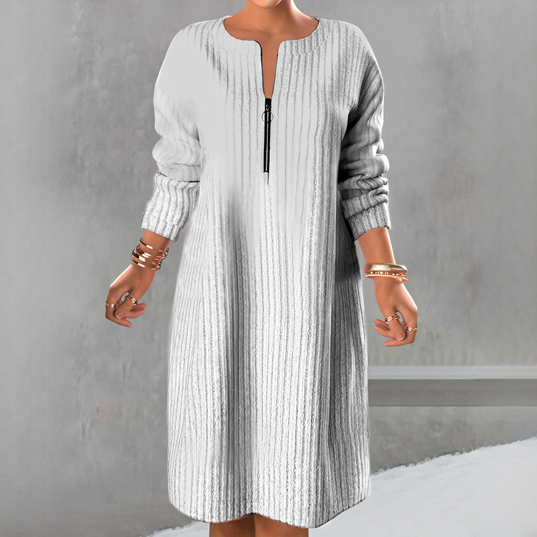 Marion - Schickes Reißverschlusskleid mit langen Ärmeln