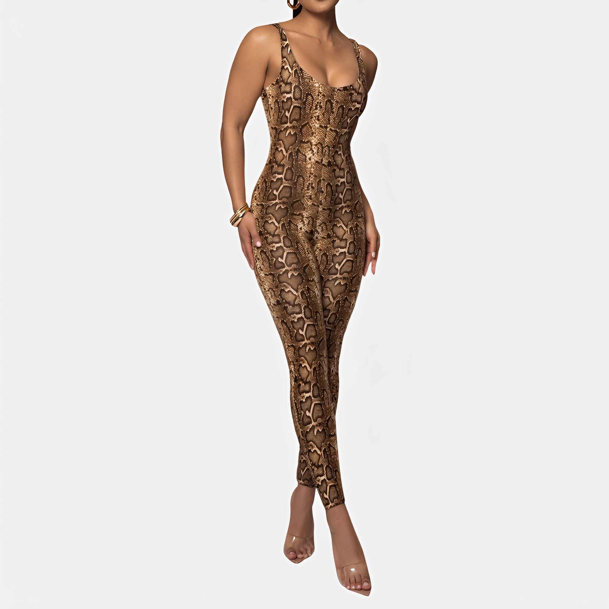 Elaine - Eleganter Bedruckter Bodycon-Jumpsuit