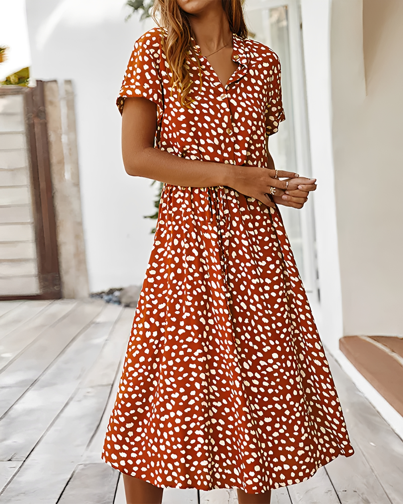 Shannon - Stilvolles V-Ausschnitt-Midikleid