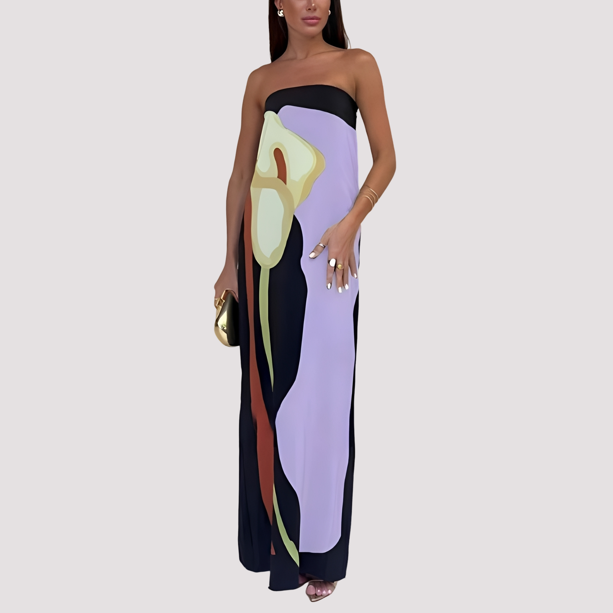Samara - Elegantes schulterfreies Maxikleid