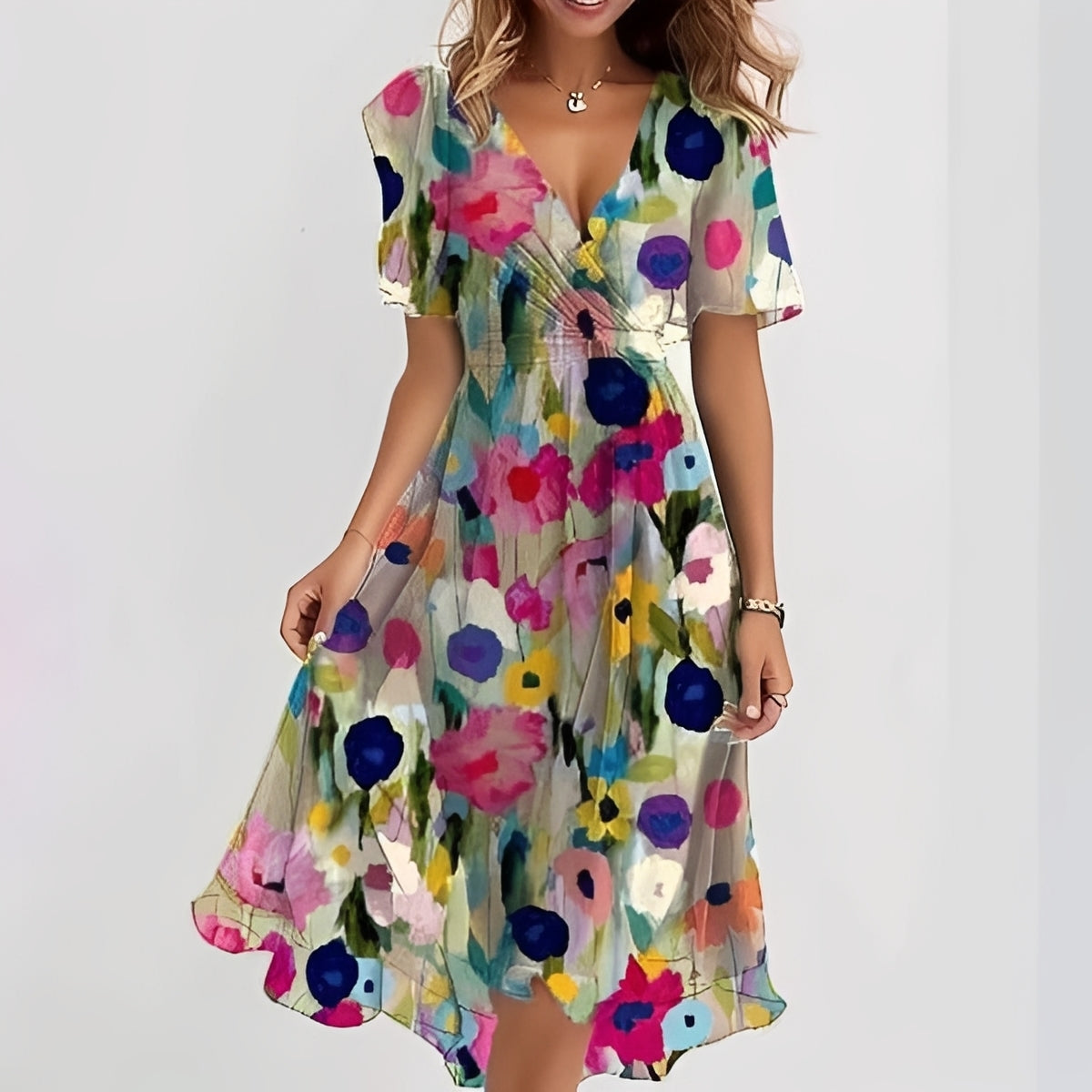 Emelia - Blumen-Chiffonkleid