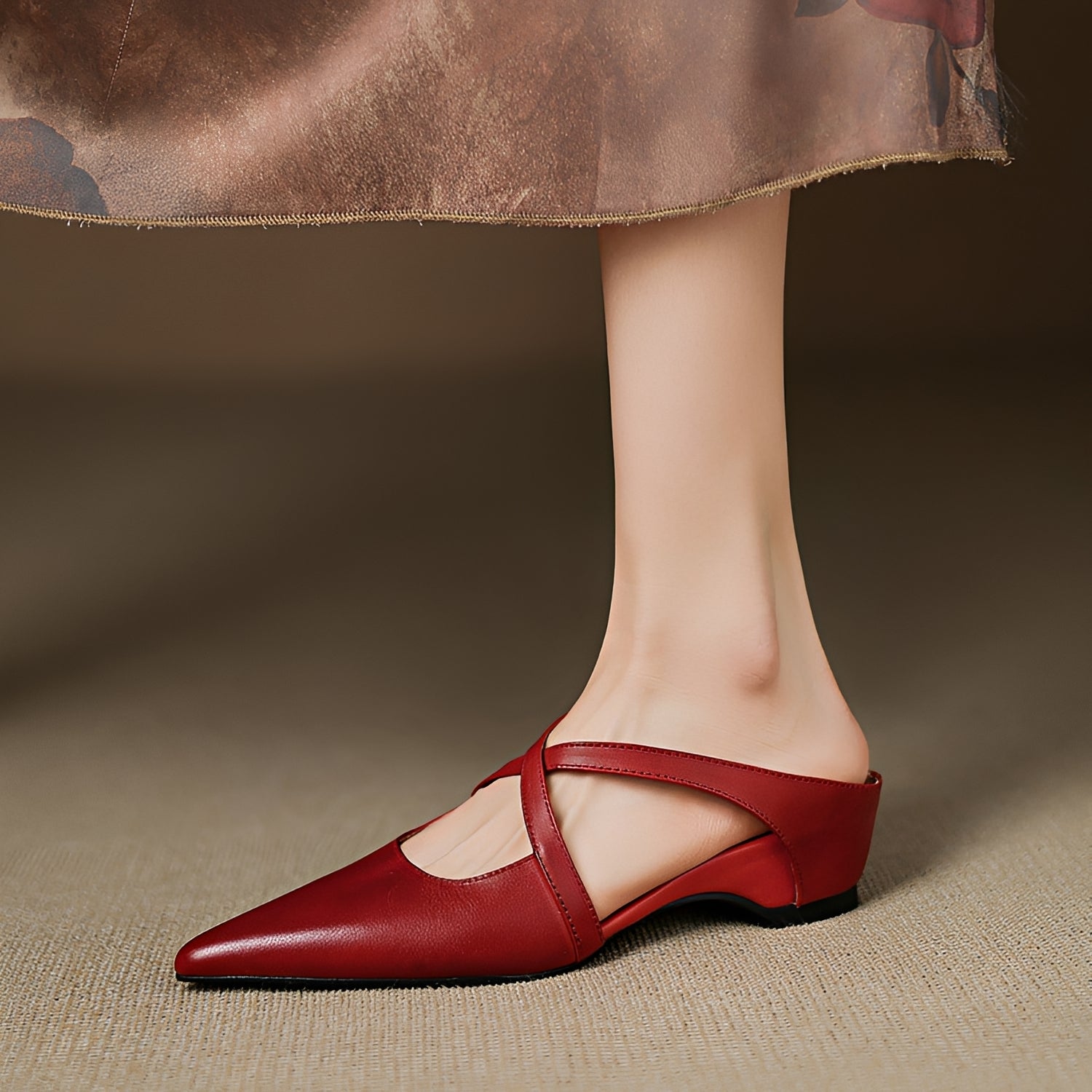 Riley - Moderne flache Mules im Vintage-Stil