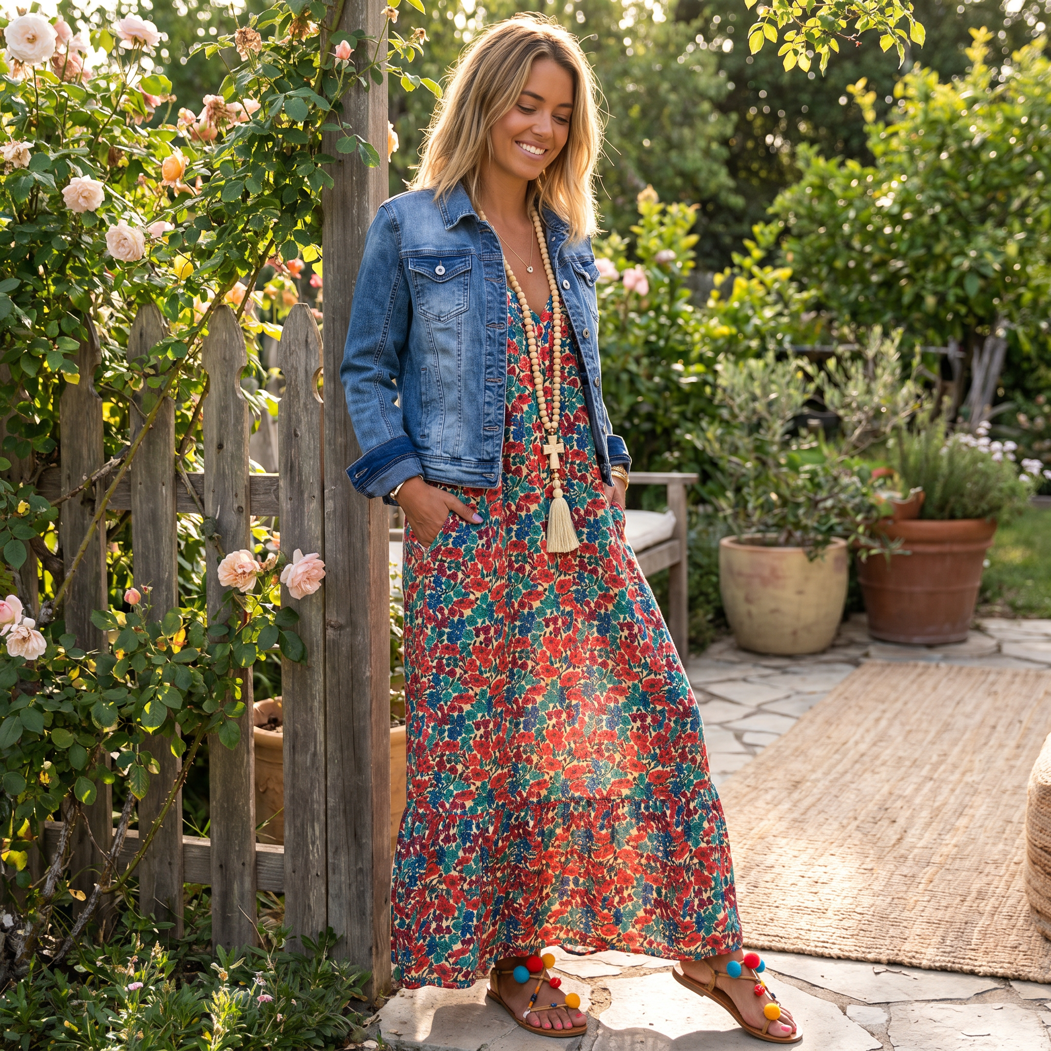 Shalisha - Stilvolles Boho-Kleid mit V-Ausschnitt