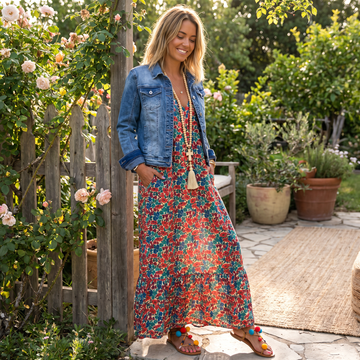 Shalisha - Stilvolles Boho-Kleid mit V-Ausschnitt
