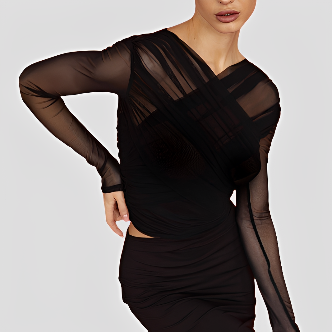 Cara - Elegante Langarmbluse mit Falten