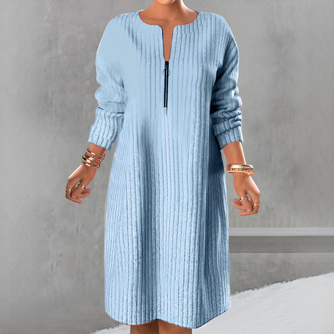 Marion - Schickes Reißverschlusskleid mit langen Ärmeln