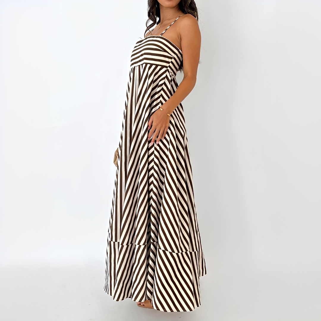 Lerra - Gestreiftes langes plissiertes Kleid