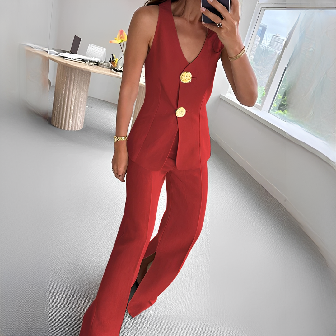 Verna - Bequemes ärmelloses Top und Hosen-Set