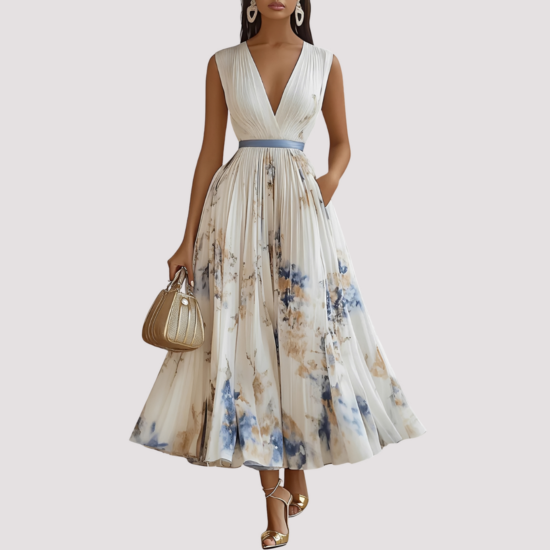 Leah - Midikleid mit blumigem Muster und langen Ärmeln