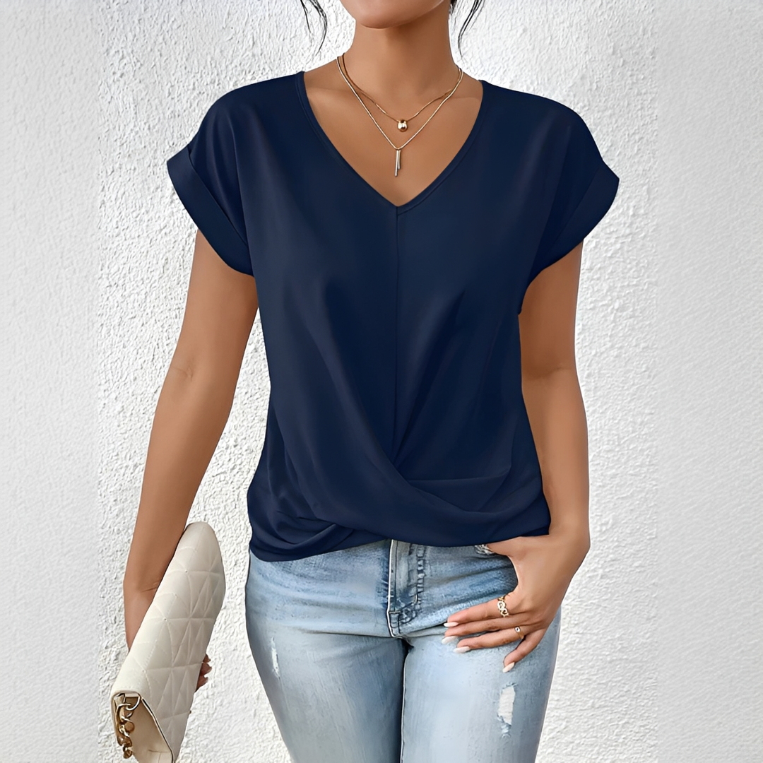 Velanie - Lockeres Shirt mit V-Ausschnitt