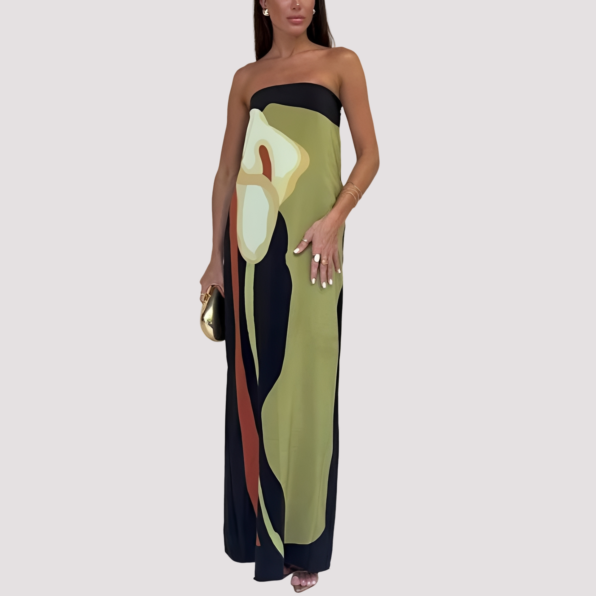 Samara - Elegantes schulterfreies Maxikleid