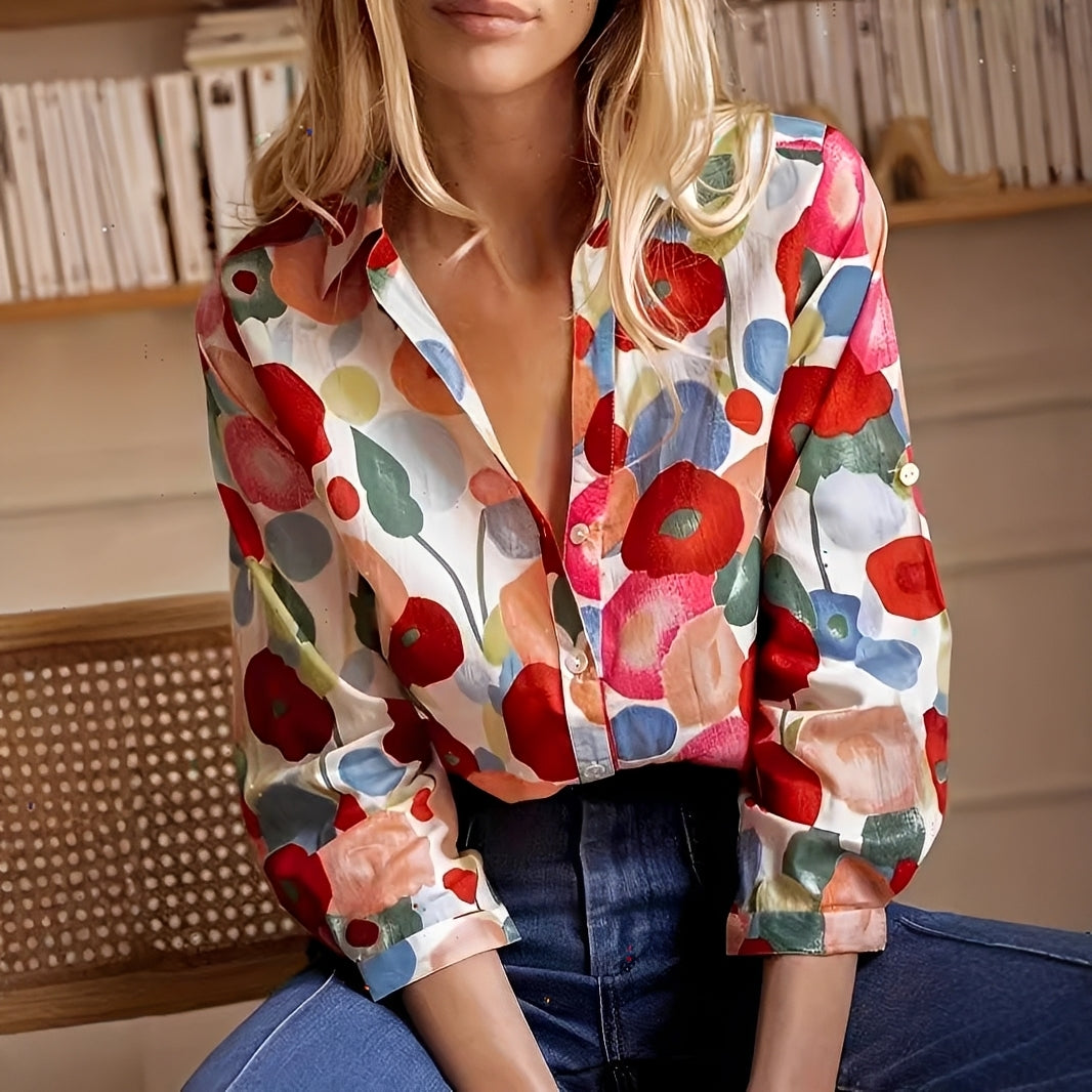 Tina - Schicke Blumenbluse mit langen Ärmeln