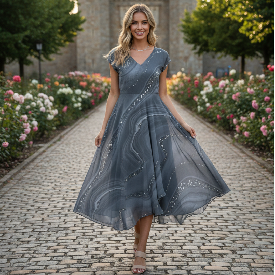 Eliana - Elegantes V-Ausschnitt Kleid