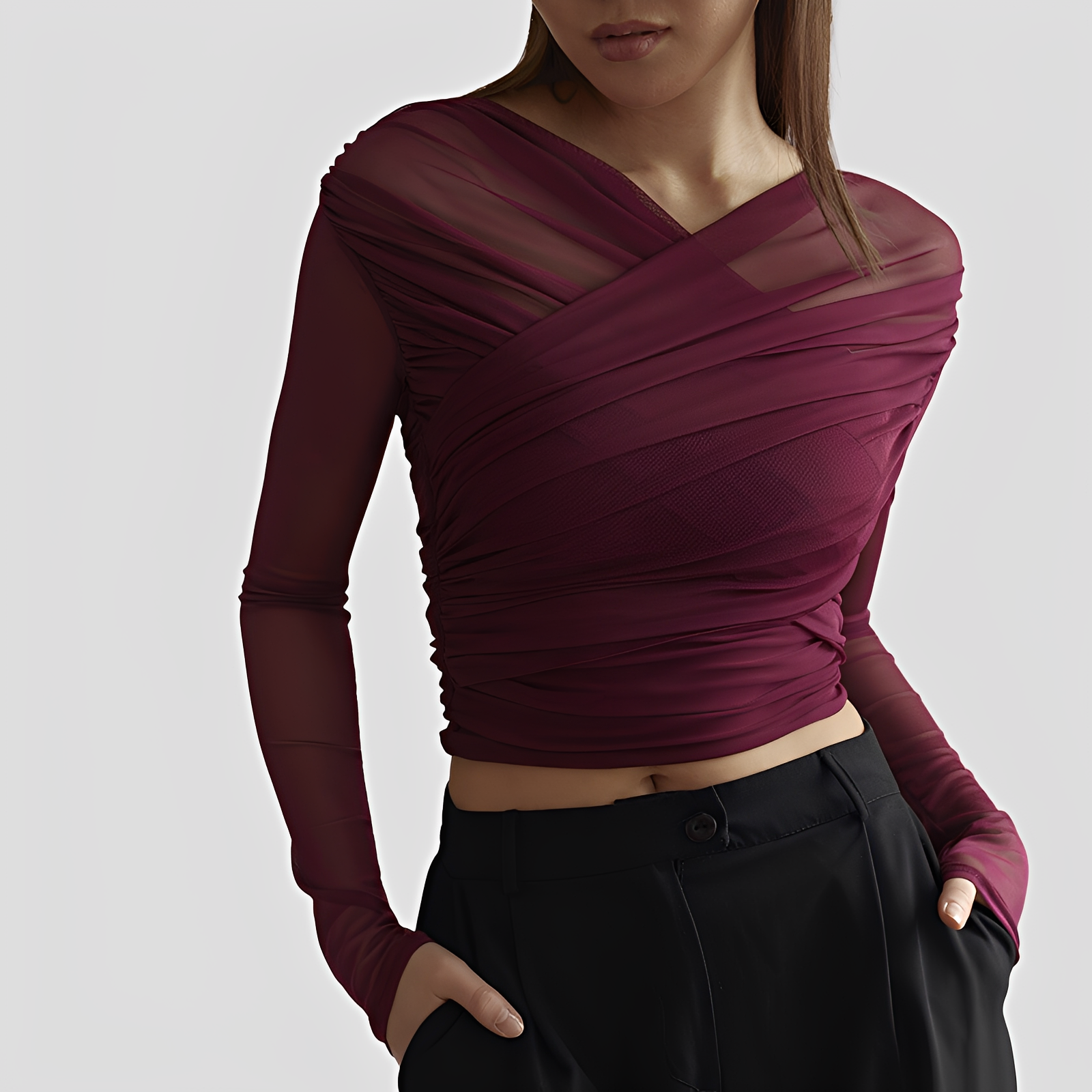 Cara - Elegante Langarmbluse mit Falten