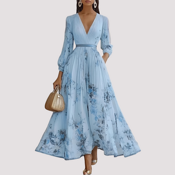 Leah - Midikleid mit blumigem Muster und langen Ärmeln