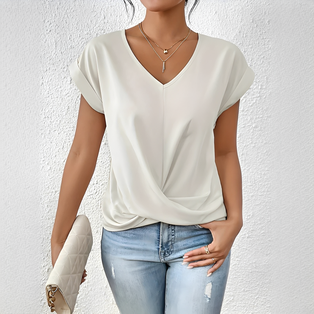 Velanie - Lockeres Shirt mit V-Ausschnitt