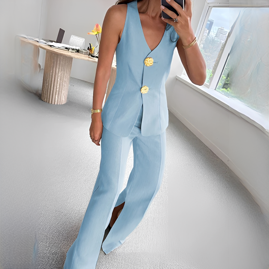 Verna - Bequemes ärmelloses Top und Hosen-Set