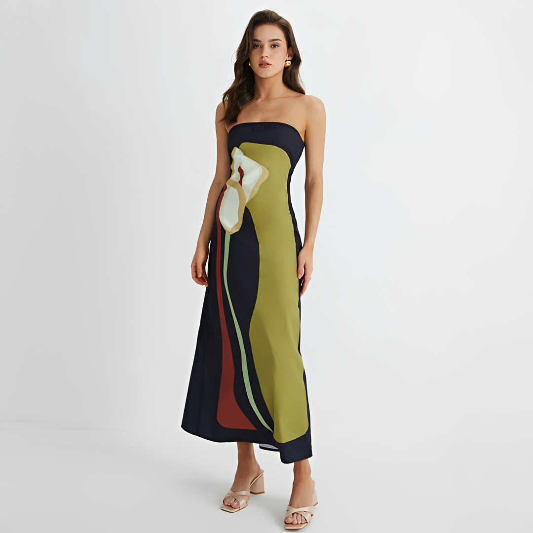 Delaney - Stilvolles Kleid mit Blumenprint und Tube-Top