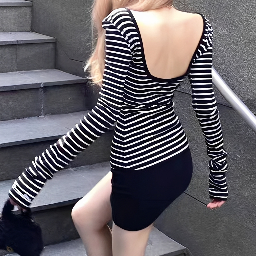 Michaila - Langärmeliger gestreifter Body