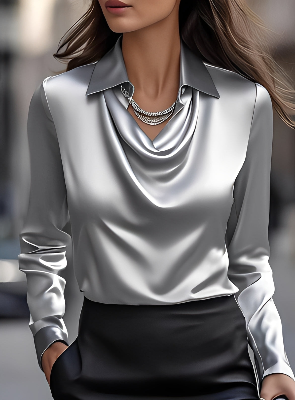 Terry - Moderne Langarm-Bluse mit Plissee
