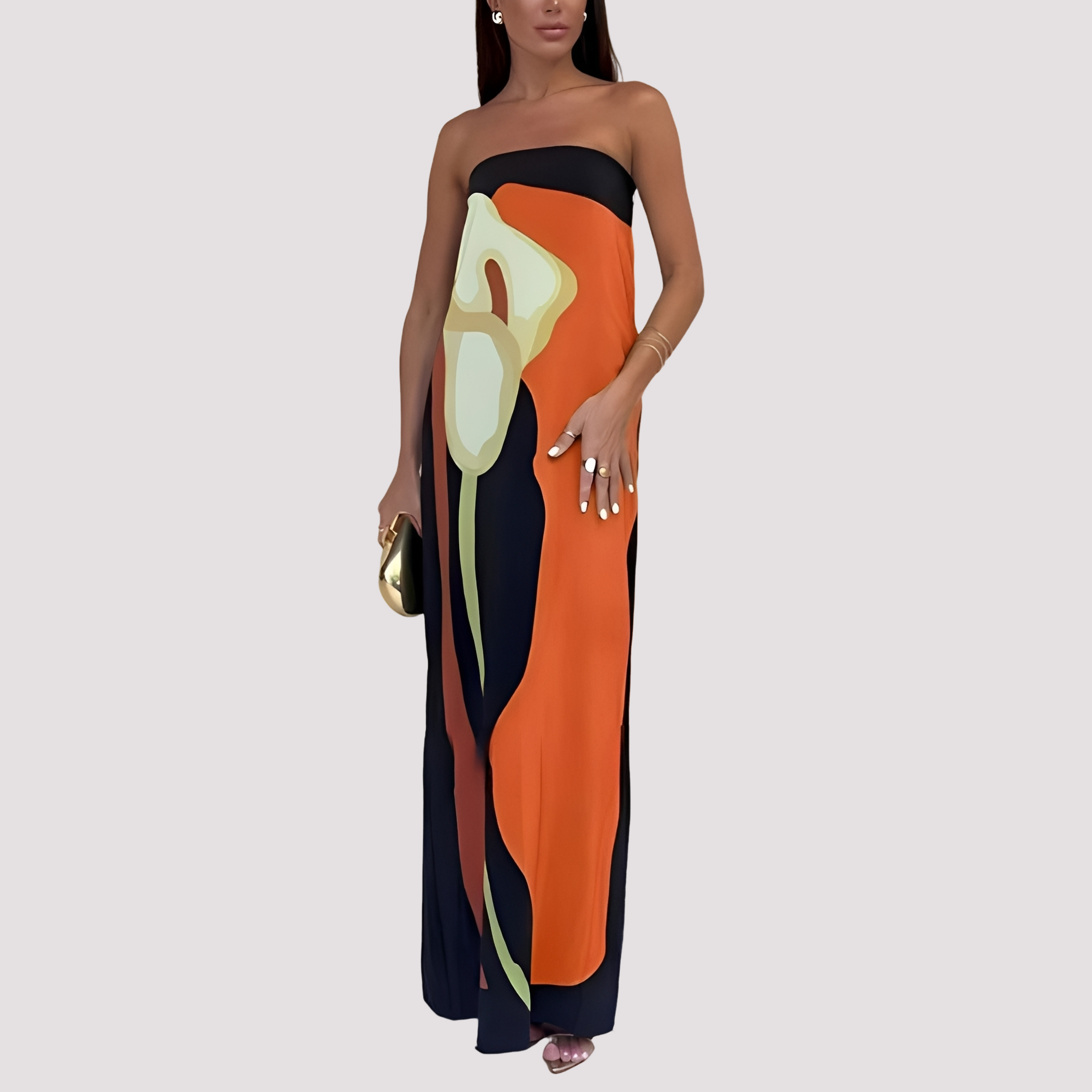 Samara - Elegantes schulterfreies Maxikleid