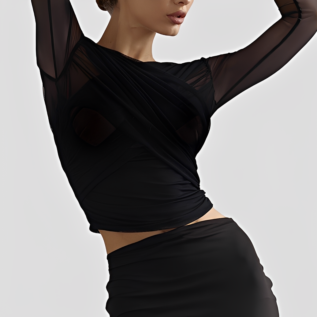 Cara - Elegante Langarmbluse mit Falten