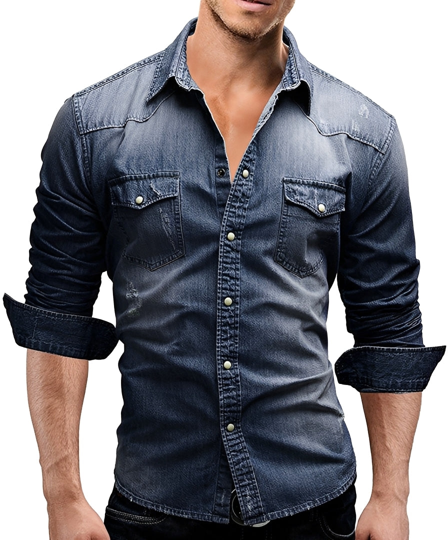 Arjun - Herren-Jeanshemd - Komfortables Langarmhemd