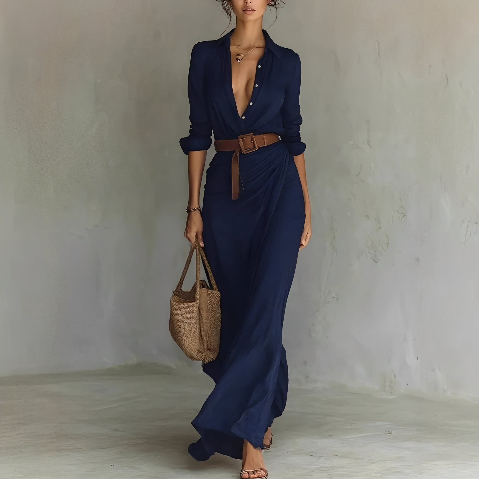 Hanny - Komfortables Maxikleid mit Gürtel