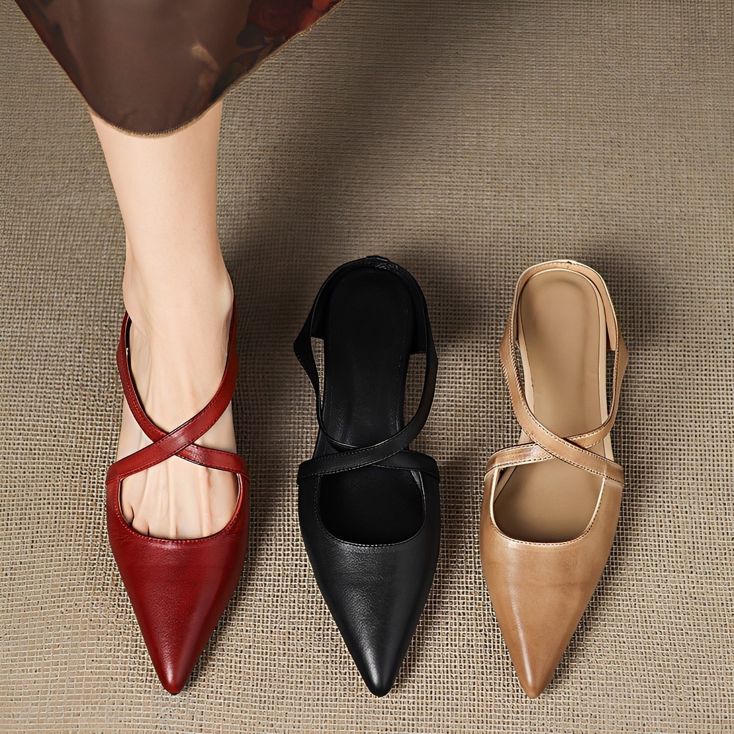 Riley - Moderne flache Mules im Vintage-Stil