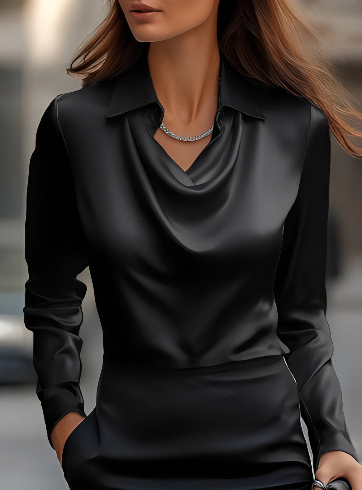 Terry - Moderne Langarm-Bluse mit Plissee