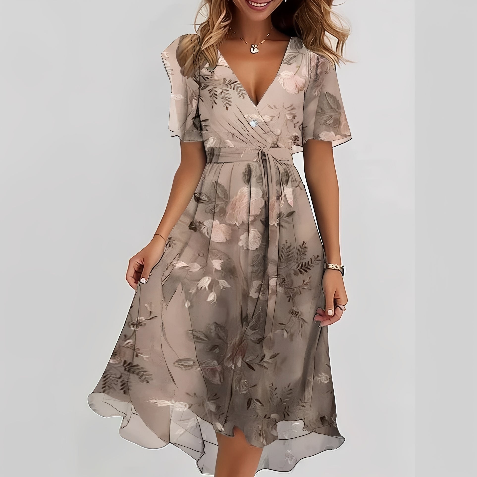 Emelia - Blumen-Chiffonkleid