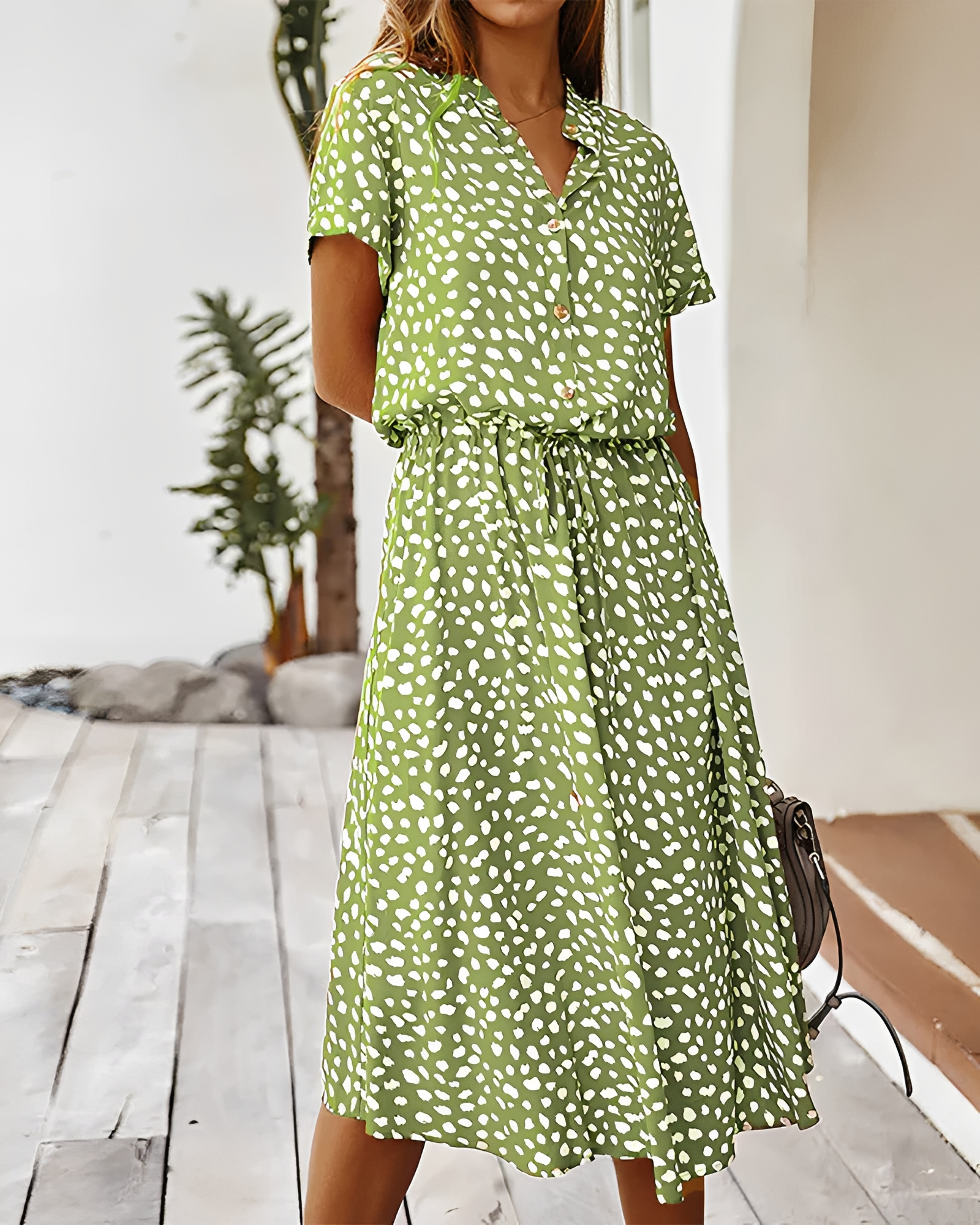 Shannon - Stilvolles V-Ausschnitt-Midikleid