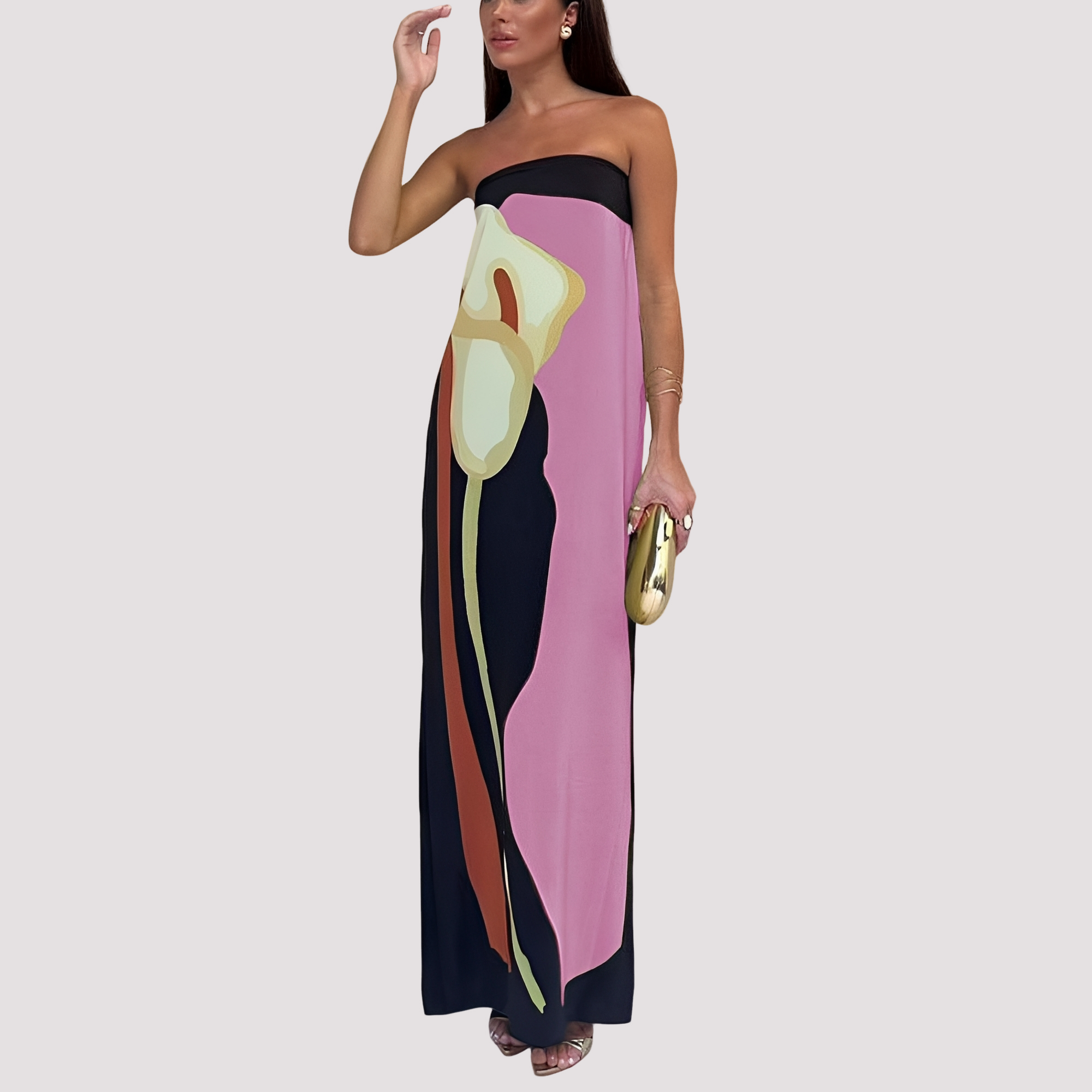 Samara - Elegantes schulterfreies Maxikleid